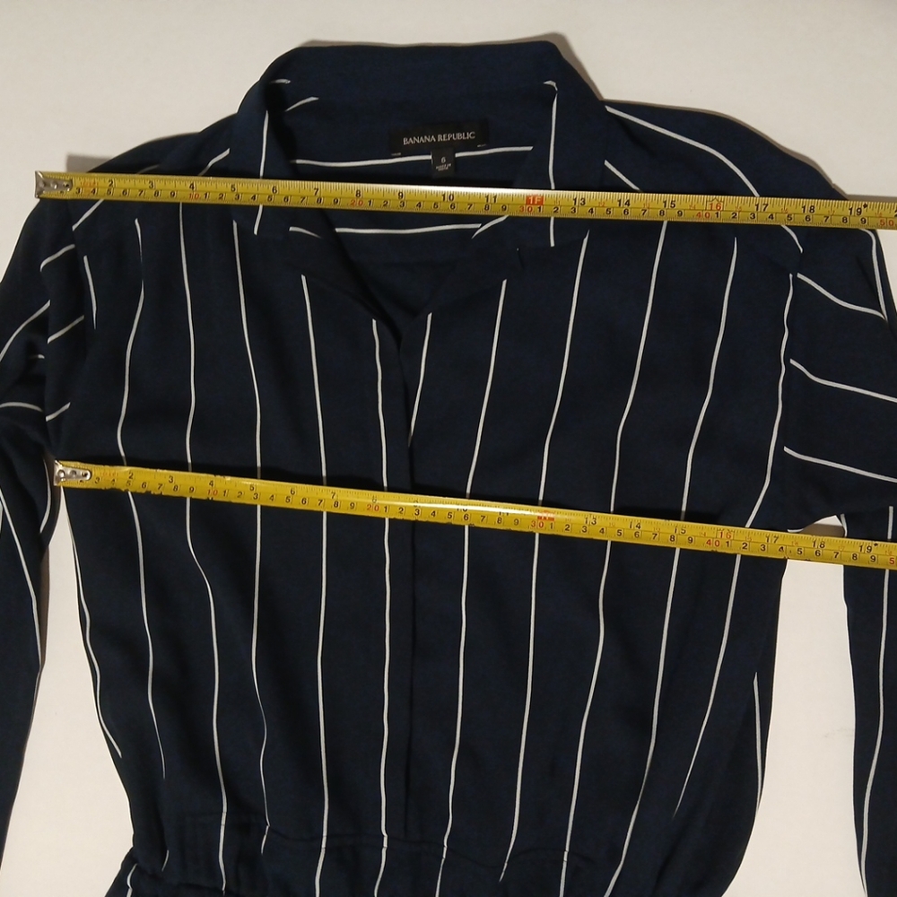 BANANA REPUBLIC Women's Sz 6  Blue Striped Long Sleeve Shirt Dress - Picture 5 of 12